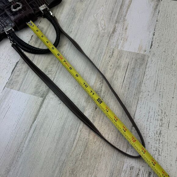 Brighton brown leather croc print shoulder bag with silver tone hardware - Picture 9 of 12